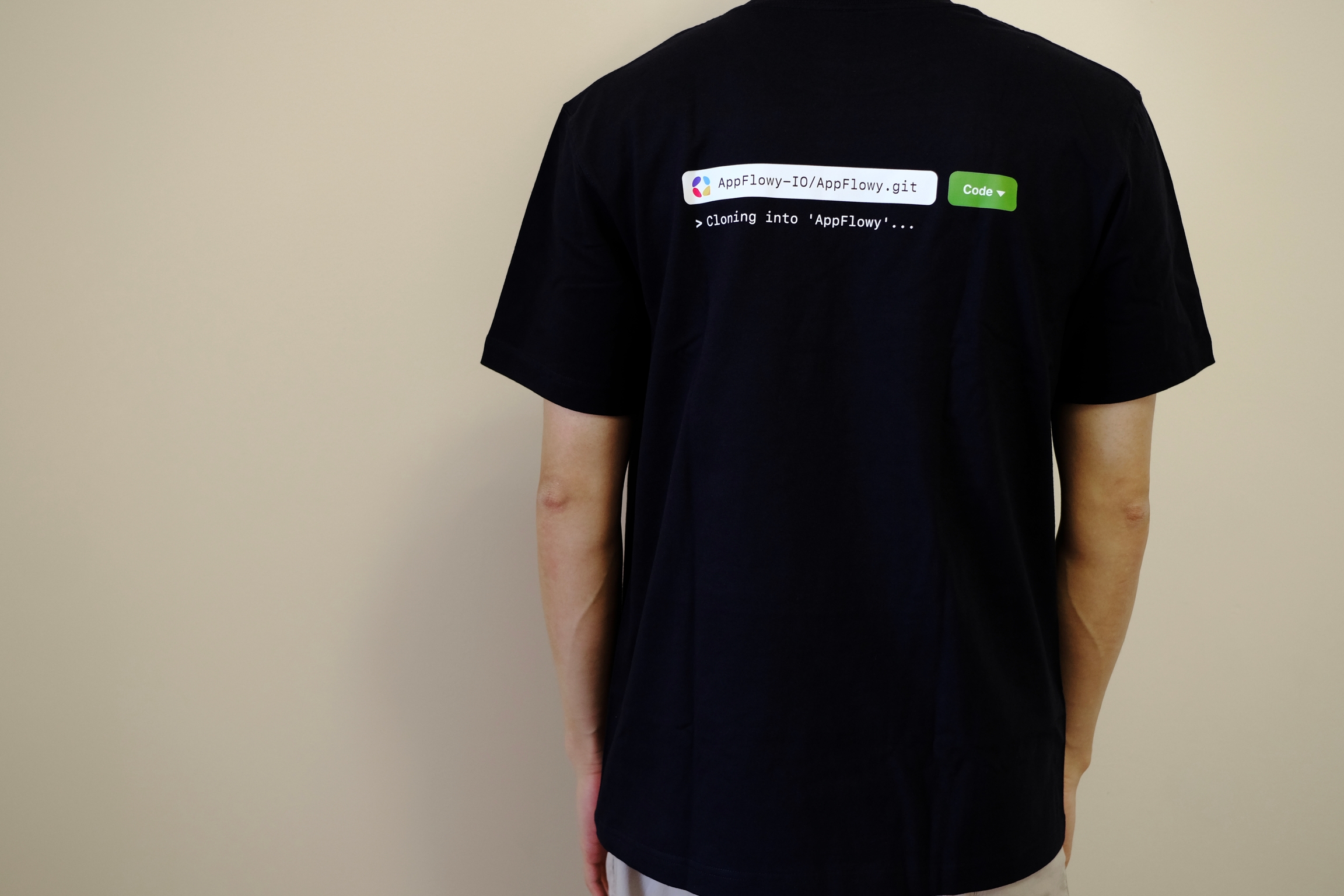 Person wearing AppFlowy Contributor T-Shirt seen from the back
